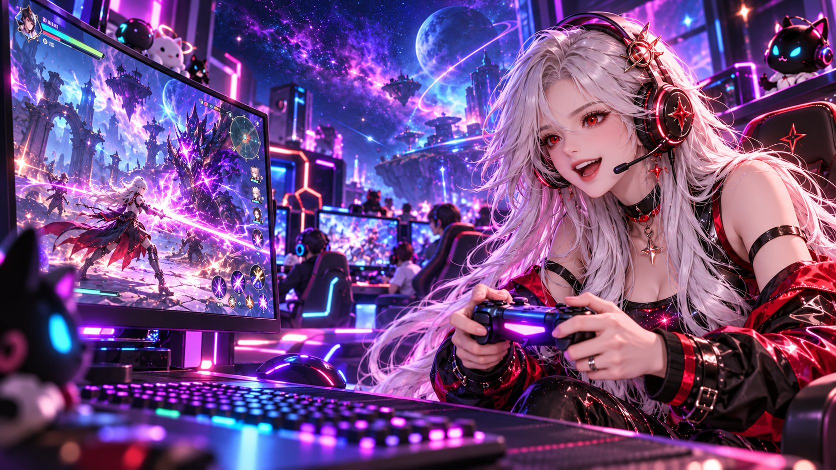 MallowVerse-Spielerin in einem futuristischen Gaming-Raum